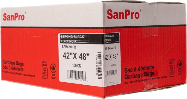 SanPro® Black Polyethylene Garbage Bags 42''x48'' Strong CS/100.